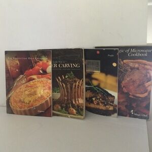 Cookbooks for carving and microwave cooking. Lot of 4. Vintage